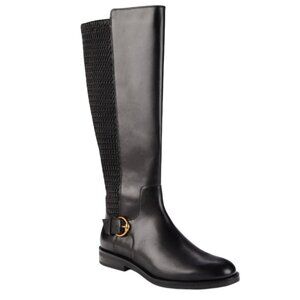 COLE HAAN Women's CAPE Stretch Mid Calf Flats Riding Boots Black Size 5.5